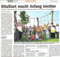 Presseartikel als jpg aus der NRZ vom 01.05.09 über KitaStart in Kleve und Weeze